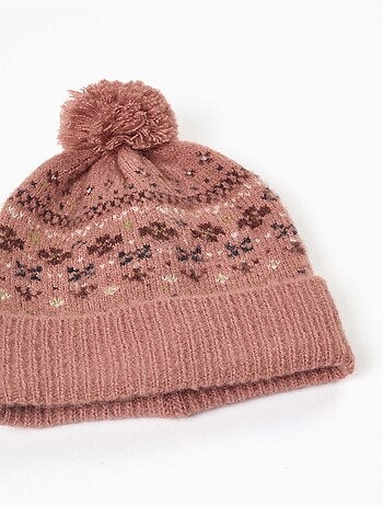 Ensemble bonnet et gants en maille avec jacquard