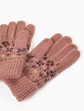 Ensemble bonnet et gants en maille avec jacquard