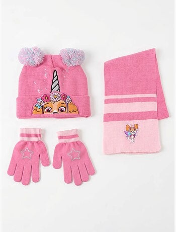 Ensemble bonnet gants écharpe 3 pièces en acrylique pat' patrouille
