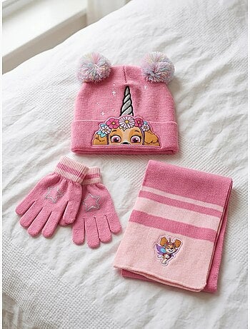 Ensemble bonnet gants écharpe 3 pièces en acrylique pat' patrouille