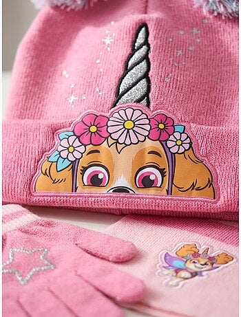 Ensemble bonnet gants écharpe 3 pièces en acrylique pat' patrouille