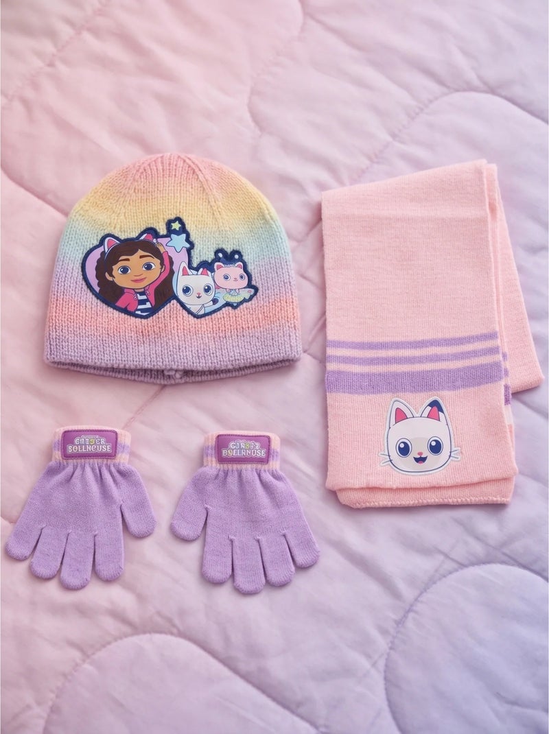 Ensemble bonnet gants écharpe en acrylique gabby's dollhouse dreamworks Rose - Kiabi