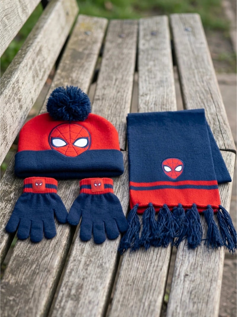 Ensemble bonnet gants écharpe en acrylique spiderman marvel Rouge - Kiabi