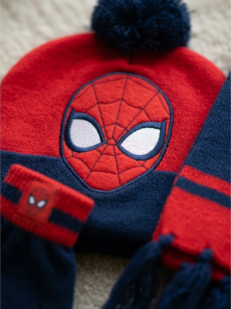 Ensemble bonnet gants écharpe en acrylique spiderman marvel Rouge - Kiabi