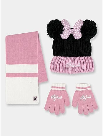 Ensemble bonnet gants écharpe enfant 3 pièces minnie disney