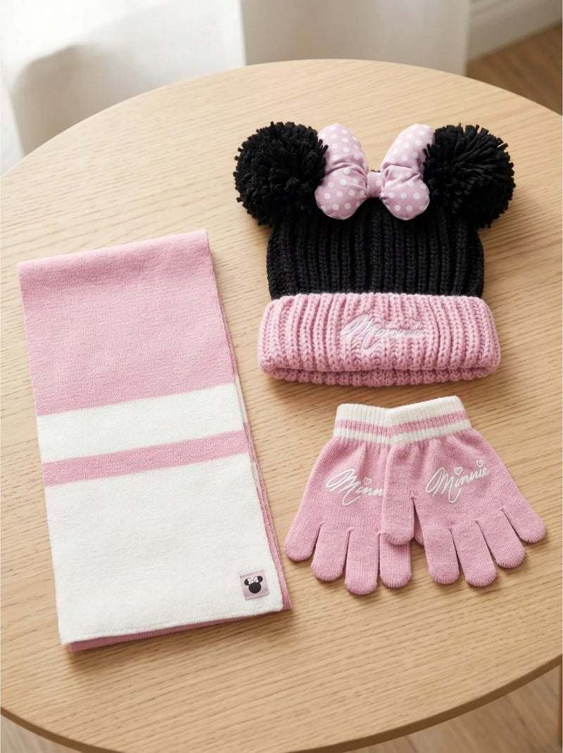 Ensemble bonnet gants écharpe enfant 3 pièces minnie disney Rose - Kiabi
