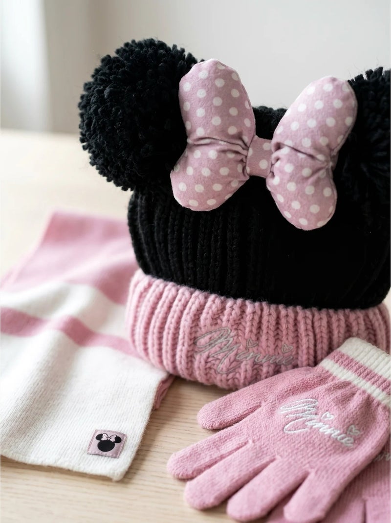 Ensemble bonnet gants écharpe enfant 3 pièces minnie disney Rose - Kiabi