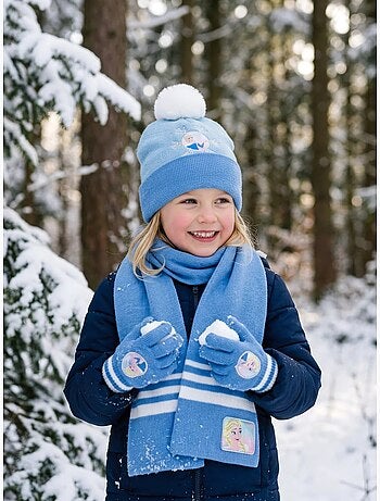 Ensemble bonnet gants écharpe la reine des neiges disney