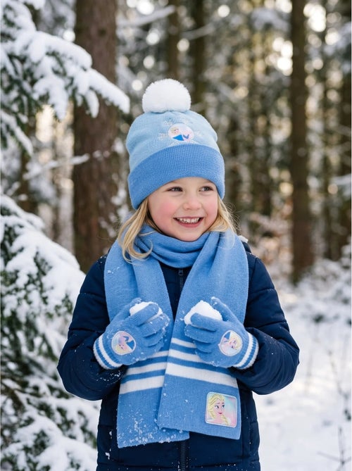 Ensemble bonnet gants écharpe la reine des neiges disney - Kiabi