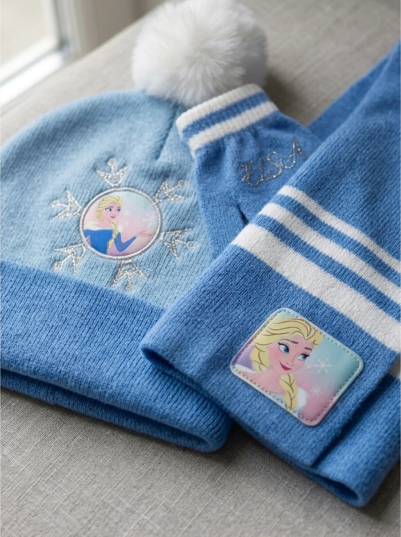 Ensemble bonnet gants écharpe la reine des neiges disney Bleu - Kiabi