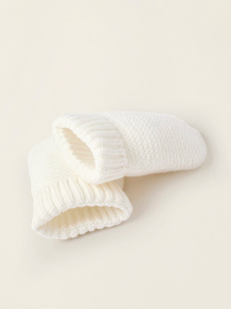 Ensemble Bonnet + Gants en Maille Blanc - Kiabi