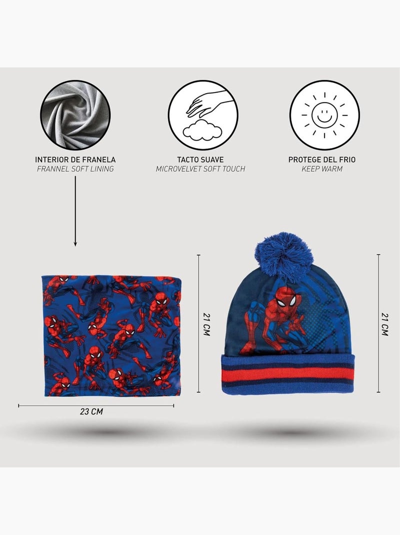 Ensemble bonnet, gants et snood enfant Spider-Man Marvel – Taille unique Bleu Rouge - Kiabi