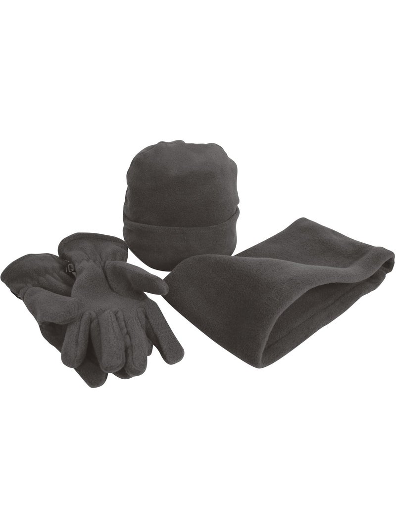 Ensemble bonnet, gants et tour de cou polaires - result Gris foncé - Kiabi