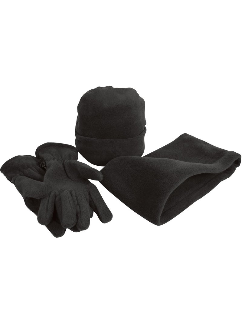 Ensemble bonnet, gants et tour de cou polaires - result Noir - Kiabi