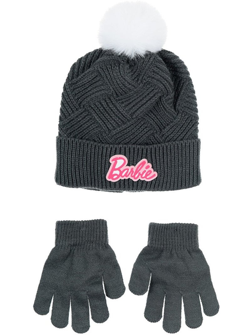 Ensemble bonnet & gants   fille barbie - licence officielle Gris - Kiabi