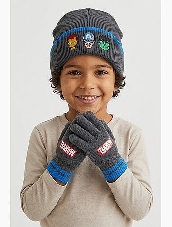 Ensemble bonnet & gants garçon avengers - licence officielle