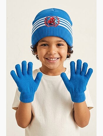 Ensemble bonnet & gants garçon spiderman - licence officielle