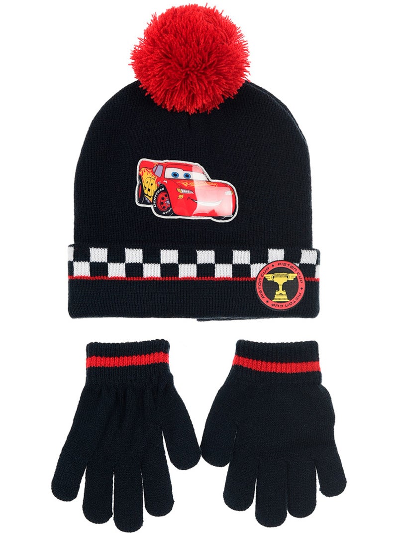 Ensemble bonnet & gants   marine garçon cars - licence officielle Bleu marine - Kiabi