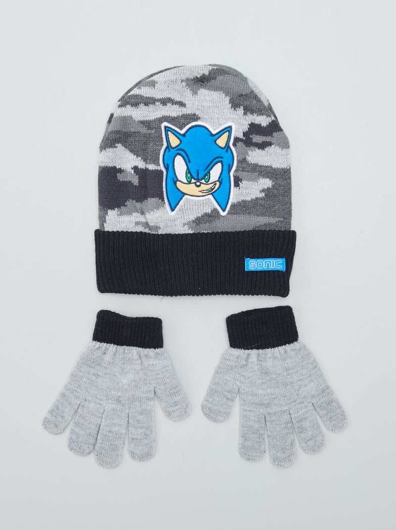 Ensemble bonnet + gants 'Sonic' - 2 pièces Gris - Kiabi