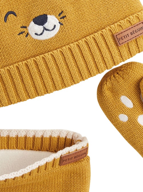 Ensemble bonnet, moufles et cache-cou enfant en tricot Charly - Kiabi