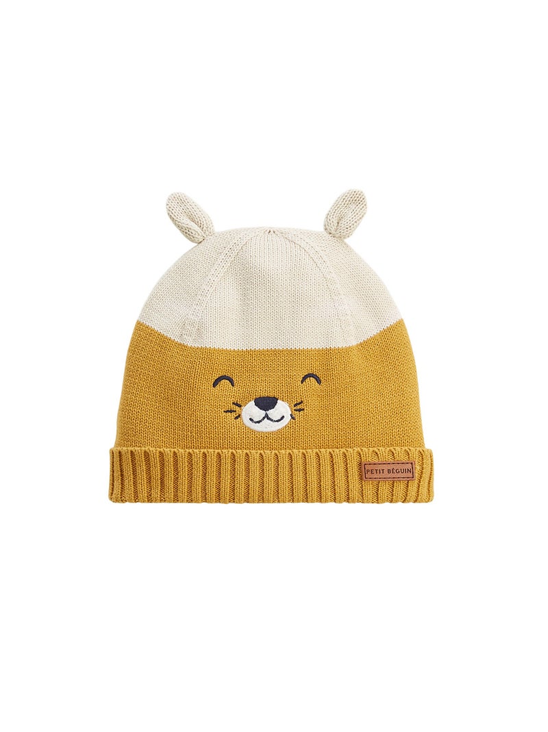 Ensemble bonnet, moufles et cache-cou enfant en tricot Charly Moutarde - Kiabi