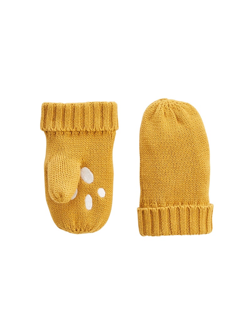 Ensemble bonnet, moufles et cache-cou enfant en tricot Charly Moutarde - Kiabi