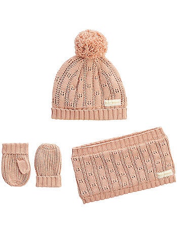 Ensemble bonnet, moufles et cache-cou enfant en tricot Esmée