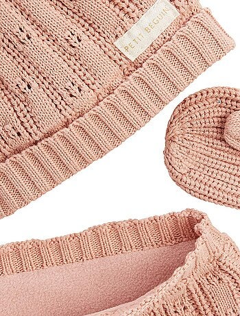 Ensemble bonnet, moufles et cache-cou enfant en tricot Esmée