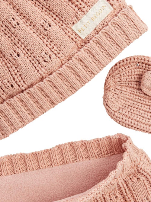 Ensemble bonnet, moufles et cache-cou enfant en tricot Esmée - Kiabi