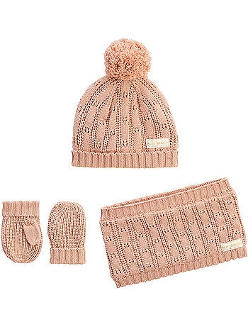 Ensemble bonnet, moufles et cache