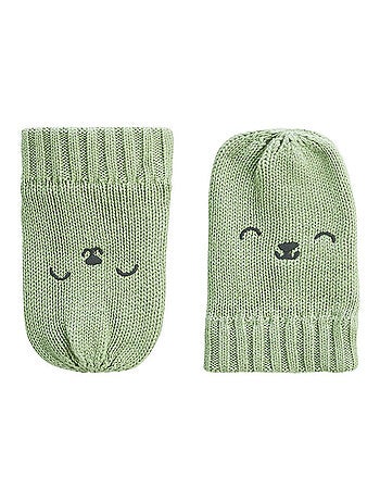 Ensemble bonnet, moufles et écharpe bébé en tricot Boavista