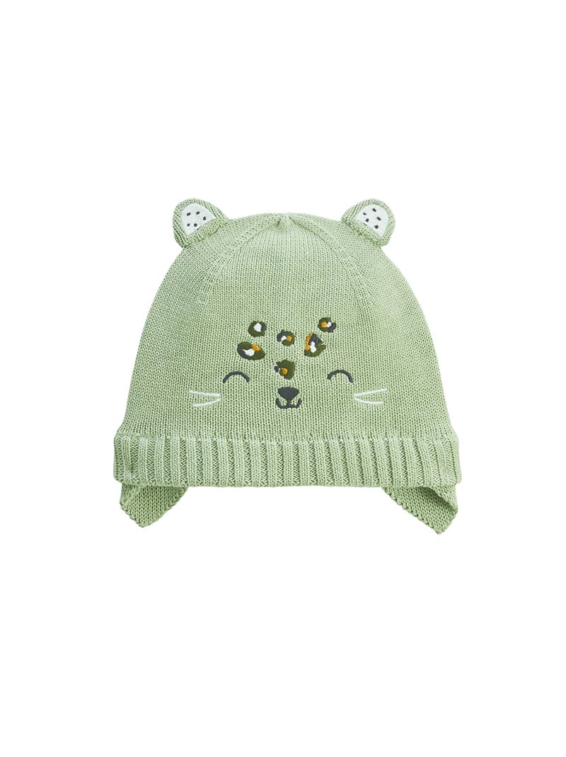 Ensemble bonnet, moufles et écharpe bébé en tricot Boavista Kaki - Kiabi
