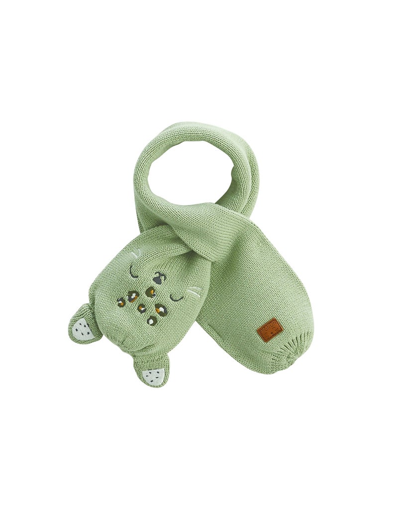 Ensemble bonnet, moufles et écharpe bébé en tricot Boavista Kaki - Kiabi