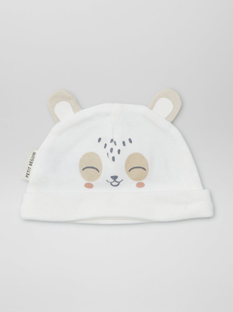 Ensemble bonnet + moufles 'Petit Béguin' Ecru - Kiabi