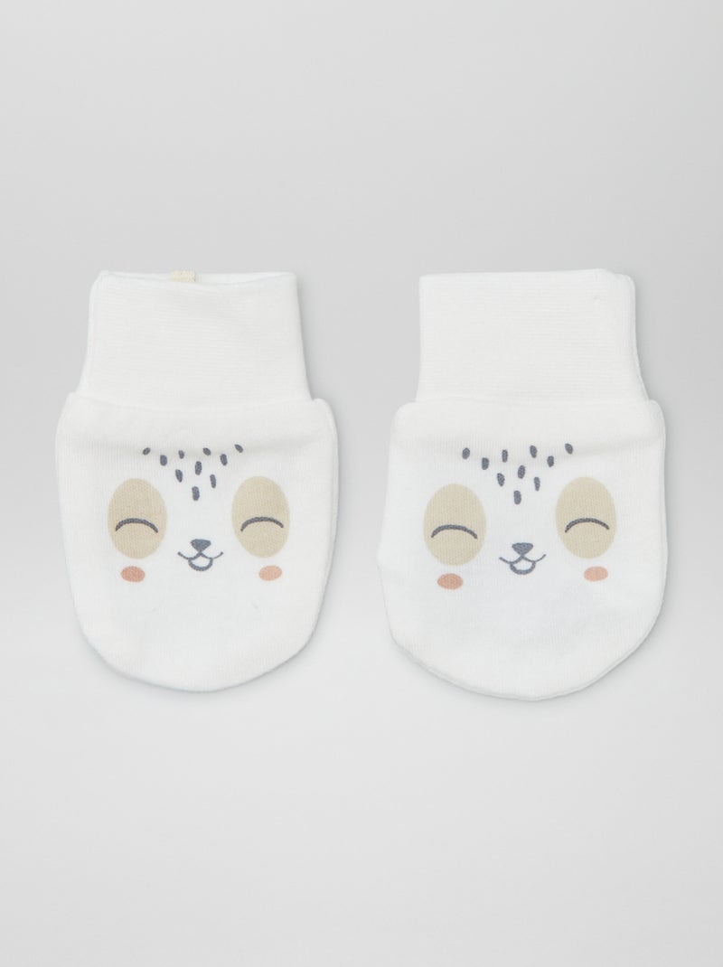 Ensemble bonnet + moufles 'Petit Béguin' Ecru - Kiabi