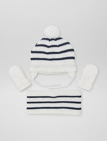 VUCDXOP Hiver Bonnet et Gants Ensemble pour Bébé d'hiver Tricot Chapeau en  Coton et Gants Chapeaux Chaud Bonnet avec Moufles pour Bébé Enfant 0-18 mois  : : Mode