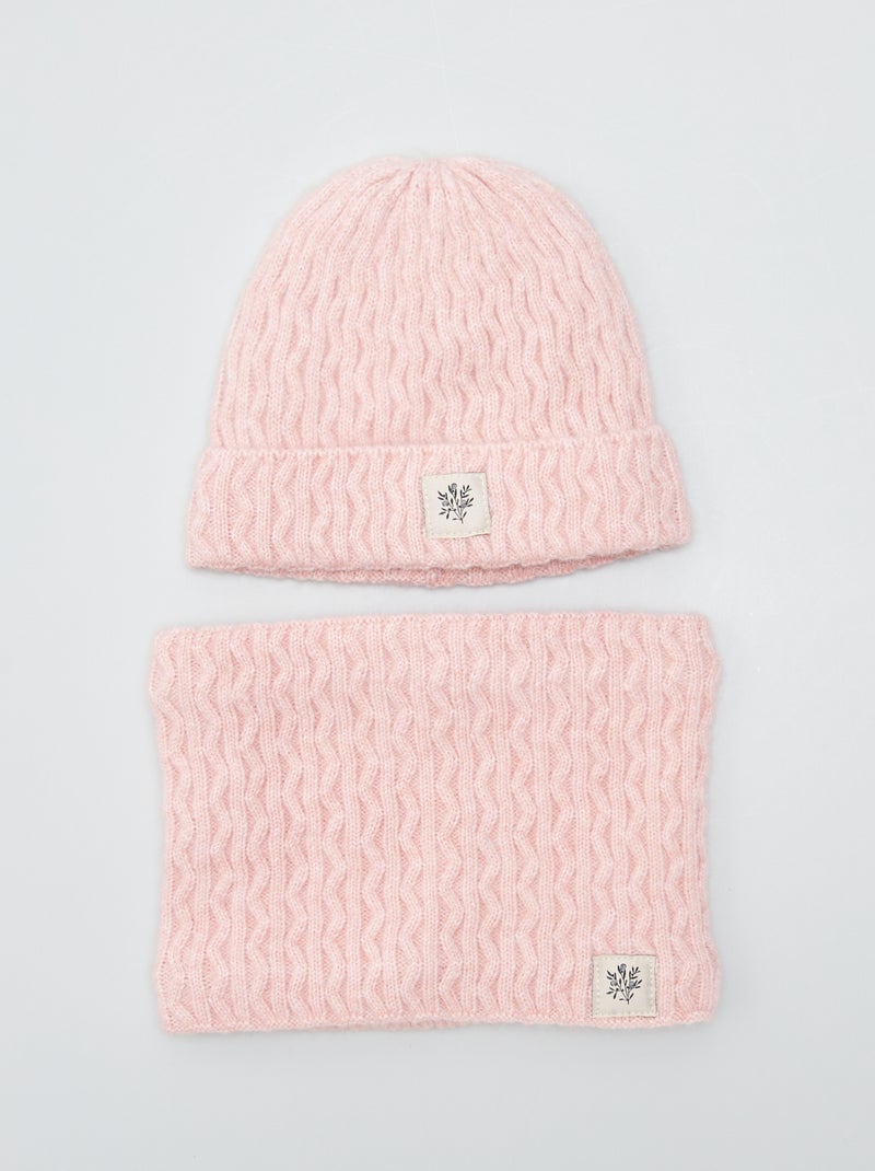 Ensemble bonnet + snood - 2 pièces Rose - Kiabi
