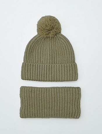 Ensemble bonnet + snood double polaire