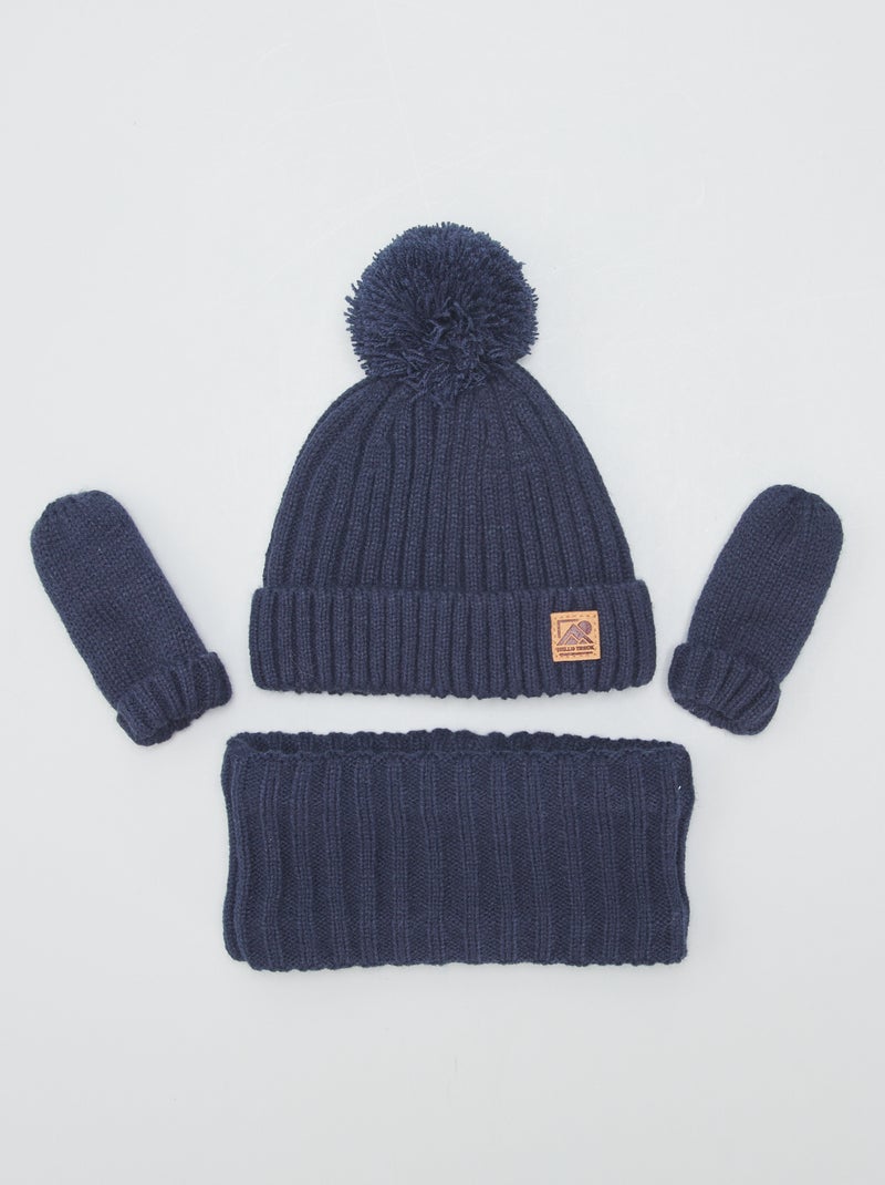Ensemble bonnet, snood et moufles NOIR IRIS - Kiabi