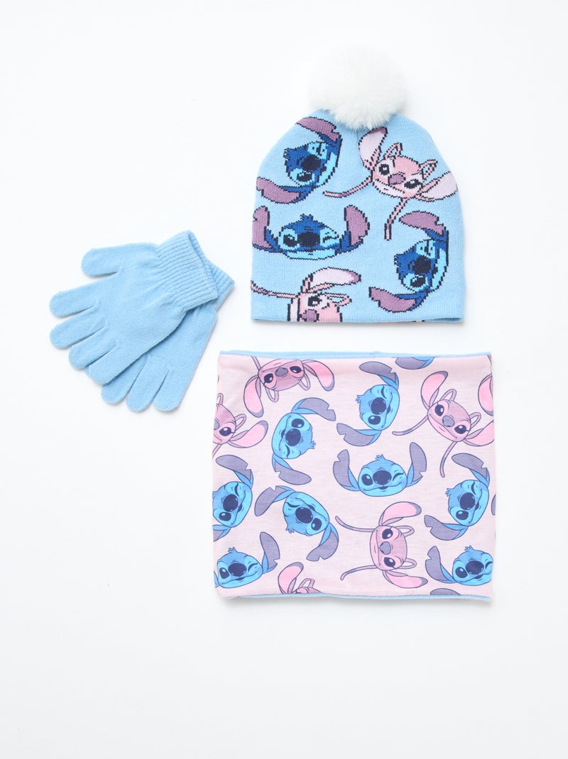 Ensemble bonnet à pompons Snood en tricot Stitch Disney pour fille | Orchestra