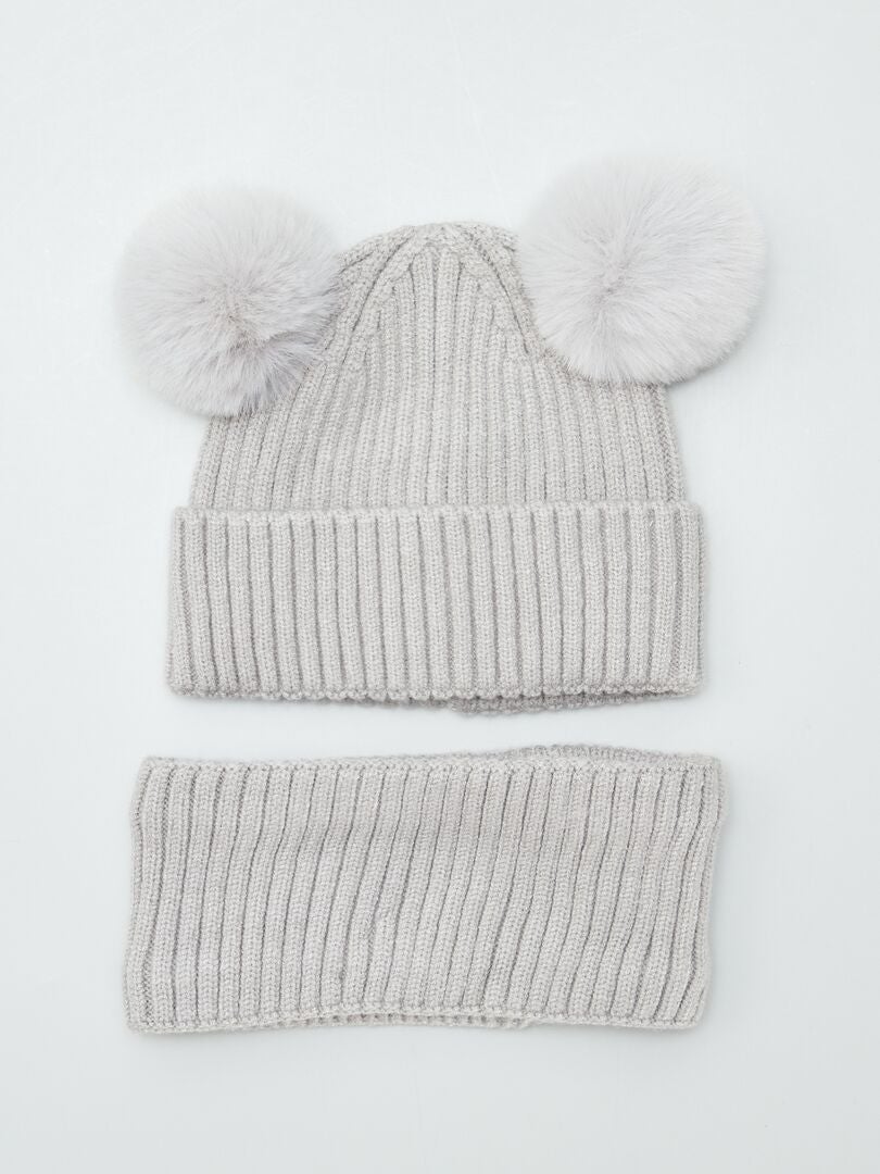 Ensemble Bonnet + snood Gris - Kiabi