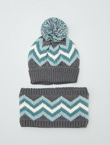 Ensemble bonnet + snood imprimé