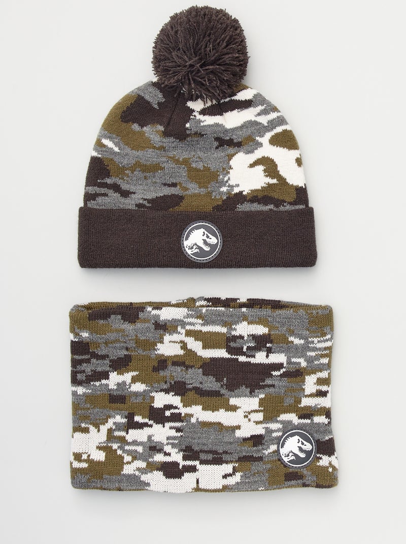 Ensemble bonnet + snood 'Jurassic World' Vert army - Kiabi