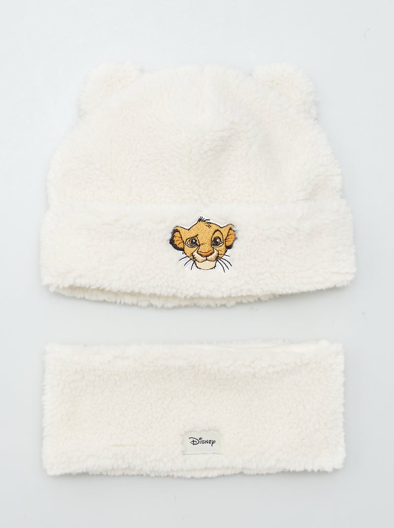 Ensemble bonnet + snood 'Simba' 'Disney' Blanc - Kiabi