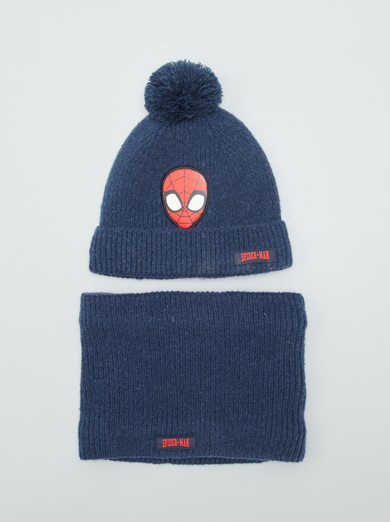 Ensemble bonnet + snood 'Spider-man' Marine - Kiabi