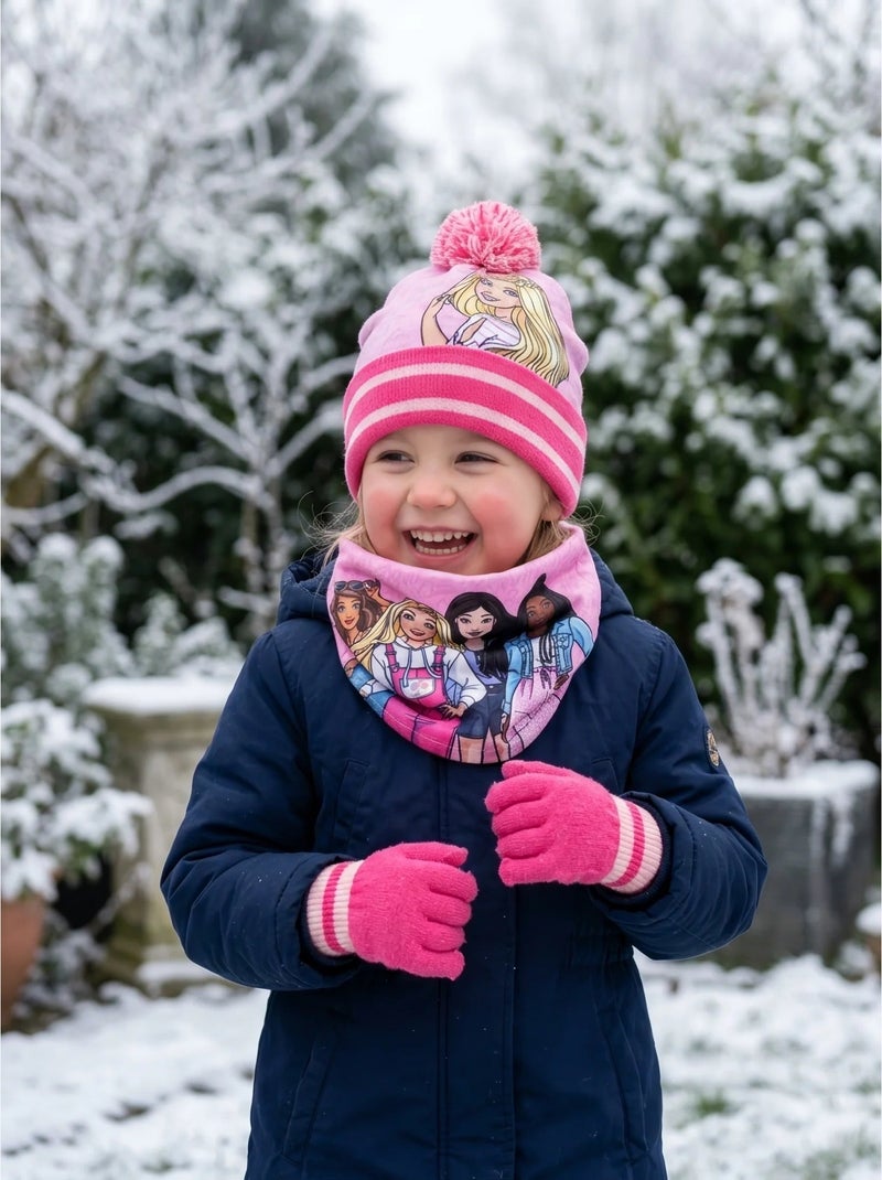 Ensemble bonnet, tour de cou et gants barbie 2-8 ans Rose - Kiabi