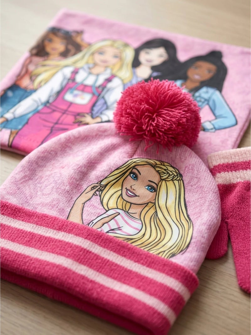 Ensemble bonnet, tour de cou et gants barbie 2-8 ans Rose - Kiabi