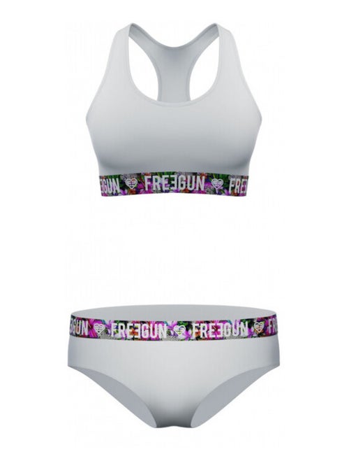 Ensemble brassière et culotte fille Tropical Leo White Freegun - Kiabi