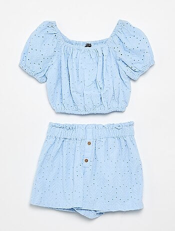 Ensemble brodé 2 pièces - short + blouse