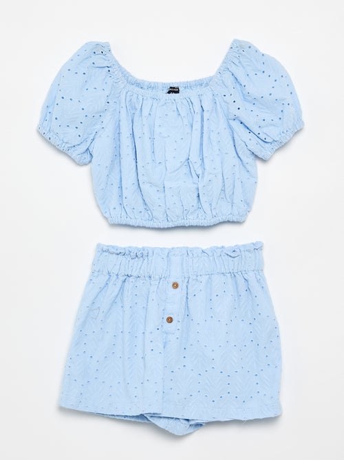 Ensemble brodé 2 pièces - short + blouse - Kiabi